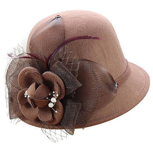 Women's Cloche Hat 1920s Winter Bucket Hat Vintage Chocolate